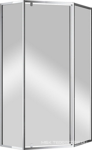 Душевой уголок 1000х1000хh1900мм, пятиугольн., дверь с 2 неподв. сегментами, вход 653мм, (стекло прозрачное 6мм, фурн.цв.хром),  ZZ Cezares Eco ECO-O-P-1-100-C-Cr