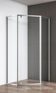 Душевой уголок 1000х1000хh1900мм, пятиугольн., дверь с 2 неподв. сегментами, вход 653мм, (стекло прозрачное 6мм, фурн.цв.хром),  ZZ Cezares Eco ECO-O-P-1-100-C-Cr