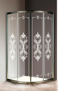 Душевой уголок 1000х1000хh1950мм, 1/4 круга, R550мм, две раздвижные двери (ст.прозр. с матов.рис. 6мм, фурнитура цв.бронза), Giubleo ZZ Cezares Giubileo GIUBILEO-R-2-100-SCORREVOLE-CP-Br