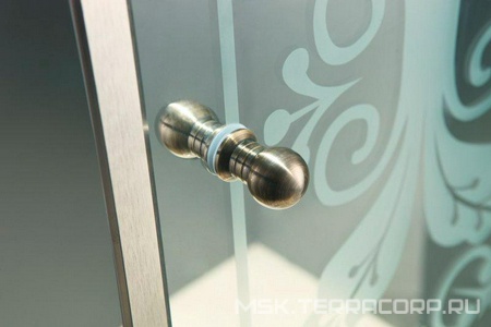 Душевой уголок 1000х1000хh1950мм, 1/4 круга, R550мм, две раздвижные двери (ст.прозр. с матов.рис. 6мм, фурнитура цв.бронза), Giubleo ZZ Cezares Giubileo GIUBILEO-R-2-100-SCORREVOLE-CP-Br