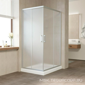 Душевое ограждение , 1200x1000x1900 мм,  профиль матовый хром, стекло сатин с покрытием QuickNano, БЕЗ поддона ZZ Vegas Glass ZA-F ZA-F 0120*100 07 10 QuickNano