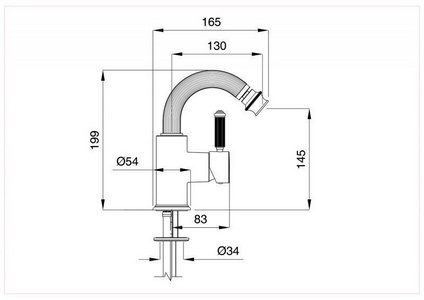 Смеситель для биде, с д.к., (цв.хром, одноручковый),  ZZ Cezares Olimp OLIMP-BSM2-01-L