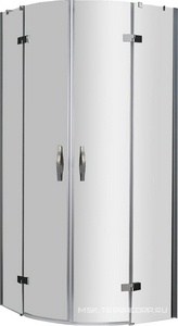 Душевой уголок 1000х1000хh2000мм, 1/4 круга R550мм, 2 распашн. двери с 2 неподв. сегментами, (стекло прозр. антикацльц. 6мм, хром),  ZZ Cezares Bergamo BERGAMO-R-2-100-ARCO-C-Cr-IV