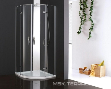 Душевой уголок 1000х1000хh2000мм, 1/4 круга R550мм, 2 распашн. двери с 2 неподв. сегментами, (стекло прозр. антикацльц. 6мм, хром),  ZZ Cezares Bergamo BERGAMO-R-2-100-ARCO-C-Cr-IV