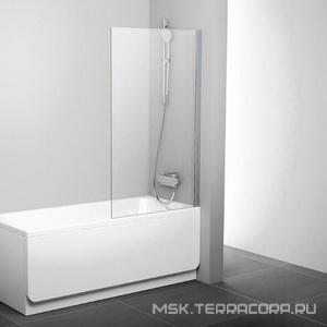 Шторка для ванны -80 неподвижная, 80x140 см, профиль блестящий хром, стекло прозрачное ZZ Ravak PVS1 79840C00Z1