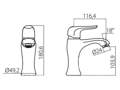 Смеситель для раковины , БЕЗ донного клапана, с установочным комплектом, хром XX RedBlu Palace Evo 420210000/420210064