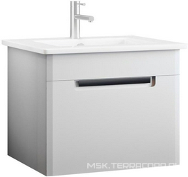 Тумба подвесная Гранда 75, 750x500x555 мм, цвет белый, БЕЗ раковины Quadro 75, крепеж в комплекте ХХ