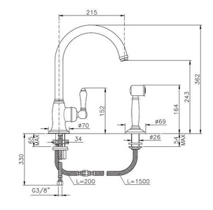 Смеситель для кухни, с поворотным изливом, (цв. золото, ручка EL Capitain), Nicolazzi ZZ Nicolazzi Cucina 3456 GO 75C