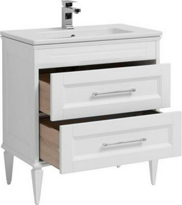 Тумба напольная "" - 80 см, цвет белый, 2 выдвижн. ящика, БЕЗ раковины "Эйфория" и комплекта ножек ZZ Aquanet Бостон 209677