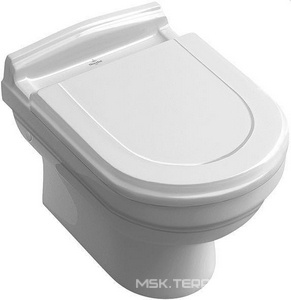 Унитаз подвесной, 370х600мм, без сиденья, крепления в компл., (цв.R1 white ceramicplus),  ZZ Villeroy & Boch Hommage 6661B0R1