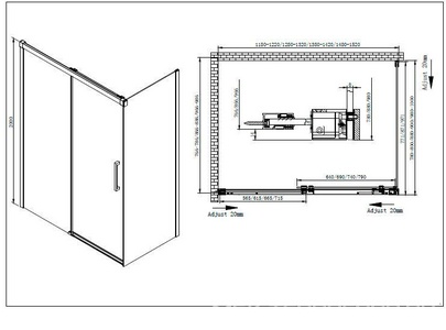 Душевой уголок 1200(1180-1220)х800(780-800)хh2000мм, прямоугольн, правый/левый, вход 475мм,(ст.прозр.Idrorepellente 8мм,фурнит.цв.хром),  ZZ Cezares Lux Soft LUX-SOFT-W-AH-1-120/80-C-Cr-IV