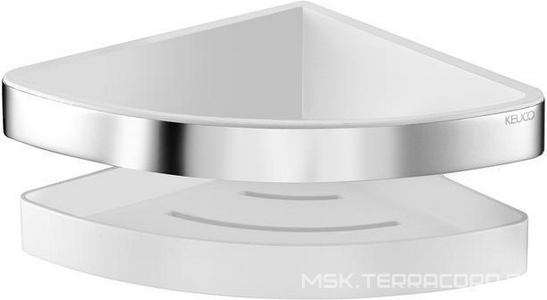 Полочка для душа угловая 180х180мм, (контейнер белый пластик, держатель цв. хром),  Keuco Moll 12757 010000