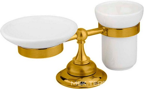 Стакан и мыльница настольные керамические, (цв.золото),  ZZ Cezares Aphrodite APHRODITE-STTP-03/24