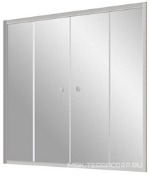Шторка на ванну Z2V, 180x140 см, раздвижная, профиль хром матовый, стекло сатин с покрытием QuickNano ZZ