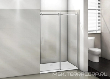 Душевое ограждение "Пуэрта" 1400 мм (для Г-образного или от "стены до стены"), проф.хром, прозрачн.стекло, БЕЗ поддона, БЕЗ боковой части ZZ Good Door PUERTA ПУ00007