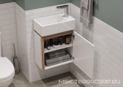 Тумба подвесная  М 447*472*244 мм, петли справа, цвет эбони светлый, без раковины, крепеж в комплекте ZZ Aquaton Эклипс 1A172801EK49R