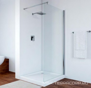 Душевая перегородка, неподвижная, 86x190 см, профиль хром матовый, стекло прозрачное, покрытие  BriteGuard ZZ Vegas Glass EAF EAF 86 07 01  QuickNano/ BriteGuard