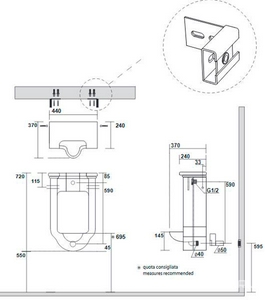 Писсуар подвесной 44х37хh69см, подвод воды из стены, сифон с выпуском в стену, крепёж в компл. (цв. черный),  ZZ Kerasan Waldorf 413004