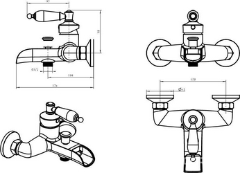Смеситель для ванны, однорычажный,  без душевого гарнитура, хром Boheme Vogue 223