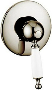 Смеситель для душа, встаиваемый в стену, (цв. сатинир. никель, ручка цв. белый),  ZZ Gaia Canterbury RB 6330 NB satin