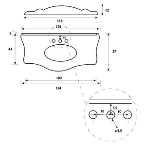 Столешница 128х57хh7см, 3 отв. д/смесит., (мрамор цв. Marmo Carrara),  ZZ Cezares Carlotta CARL04.M1 Marmo Carrara 3 fori