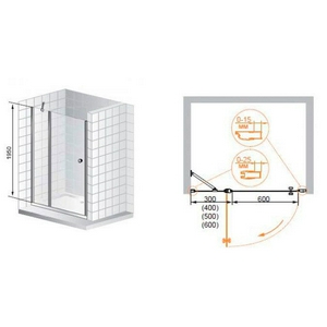 Дверь в нишу 1100хh1970мм, с неподв. сегментом, "Правая" (вход 600мм), (стекло прозрачн., 6мм, фурн/хром),  ZZ Cezares Triumph TRIUMPH-B-12-110-C-Cr-R