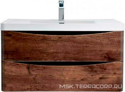 База под раковину подвесная с двумя выкатными ящиками, 900х480хh450мм, без раковины, (цв.Rovere Moro),  XX BelBagno Ancona ANCONA-N-900-2C-SO-RW