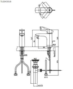 Смеситель для раковины, с д/к, (цв.хром),  ZZ Toto MH/Neorest TLG04301R