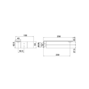 Смеситель для раковины, встраиваемый в стену, 1 ручк. гориз., излив 256мм, (цв. тертая сталь),  ZZ 3M 5mm RWIT 2852 IS 96