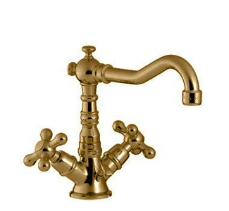 Смеситель для раковины, "Г-образный" поворотный излив, с д/к, (цв.бронза),  ZZ 3M Romantica 3618 UU VE