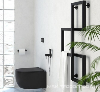 Полотенцесушитель "" 900x465 мм, подключ. 3/4, комплектующие в комплекте,черный матовый ZZ Сунержа Этюд 31-0270-9046