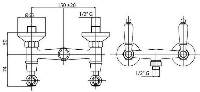 Смеситель для душа (цв. бронза, ручки белые),  ZZ Cezares First FIRST-DS-02-Bi