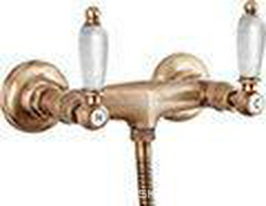 Смеситель для душа (цв. бронза, ручки белые),  ZZ Cezares First FIRST-DS-02-Bi