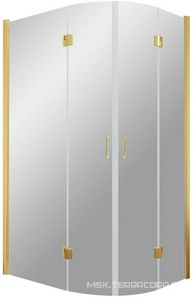 Душевое ограждение , 100*80*1900 мм, левая, профиль золото, стекло сатин, БЕЗ поддона ZZ Vegas Glass AFS-F AFS-F 100*80 09 10