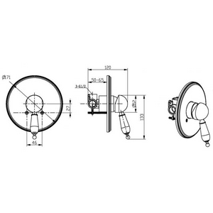 Смеситель д/душа встраиваемый , однорычажный с установочным комплектом, бронза Boheme Medici 305
