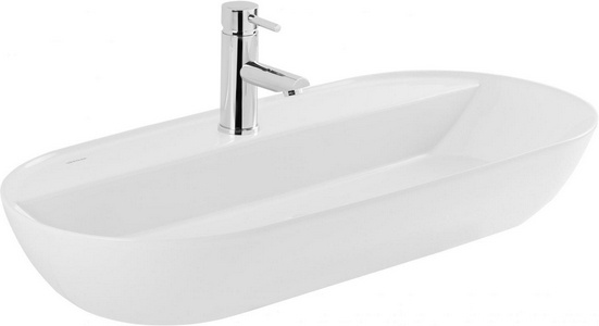 Раковина накладная на столешницу, овальная, 80х38хh12,5см, с отв.д/смесителя, Sanlife ZZ Sanindusa sanlife 136390004