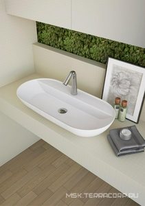 Раковина накладная на столешницу, овальная, 80х38хh12,5см, с отв.д/смесителя, Sanlife ZZ Sanindusa sanlife 136390004