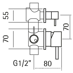 Смеситель для душа, встраиваемый в стену, с переключателем, (цв.нерж.сталь),  ZZ Cisal Xion XI000212 D1