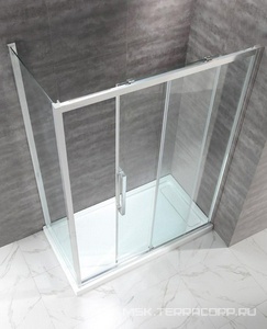 Душевой уголок 1400(1380-1420)х900(880-900)хh2000мм, прямоугольн, правый/левый, вход 575мм,(ст.прозр.Idrorepellente 8мм,фурнит.цв.хром),  ZZ Cezares Lux Soft LUX-SOFT-W-AH-1-140/90-C-Cr-IV