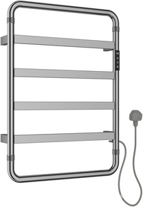 Полотенцесушитель электрический h658х475мм, пульт с дисплеем, кабель, вилка, 220V, (нерж.сталь цв.никель браш.),  ZZ Allen Brau Priority 7.31001-BN