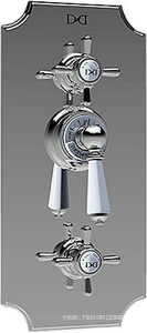 Смеситель термстат, встраиваемый в стену, с переключателем, (цв.хром, ручки цв.хром/бел.),  ZZ Devon & Devon Black Dandy MARF79CR