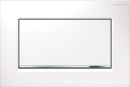 Клавиша одинарного смыва, для системы смыв стоп, (цинковое литье, рамка, кнопка цв.белый, декор.полоска цв.хром глянц.), Sigma 30 ZZ Geberit Sigma 31 115.893.KJ.1