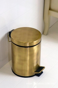 Ведро для мусора, круглое, 5,3л., с крышкой, (цв.бронза),  ZZ Cezares Olimp OLIMP-BSC-02