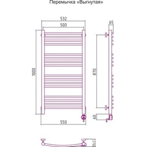 Полотенцесушитель "" 1000x500 мм, электрический, пульт управ. справа, в комплекте 4 телескоп.кроншт., цв.белый ZZ Сунержа Богема 12-0503-1050
