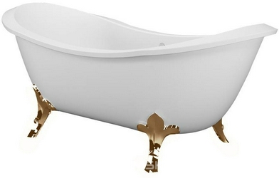 Ванна 1796х793хh720мм,отдельност,литой природн камень Sapirit, поверхн. матовая, литые ножки бронза, слив-перел. цв.золото, Oria XX
