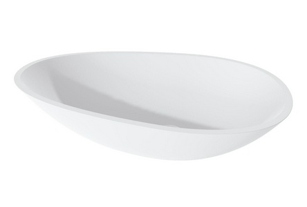 Раковина накладн. на столешн,овал.580х345хh140мм,без отв.д/смес,без перелива,литой камень S-Sense, глянец цв.белый,  ZZ Salini Paola 1101101G