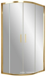 Душевое ограждение ZS-F 1000x800x1900 мм, полукруглое, ассиметричное, профиль золото, стекло прозрачное с покрытием QuickNano, БЕЗ поддона ZZ