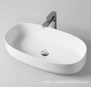 Раковина накладная на столешницу, овальная 680х350хh150мм, без отв.д/смесит., без перелива, (цв. белый),  ArtСeram Cognac COL005 01; 00