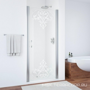 Дверь в нишу , 95*190 см, профиль гл.хром, стекло прозрачное, матовый декор " ARTDECO D2" ZZ Vegas Glass EP EP 0095 08 ARTDECO D2