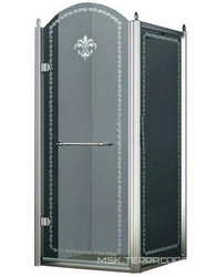 Душевой уголок 900х900хh2116мм, квадрат, "Левый" распаш. дверь слева, с неподв.стенкой (стекло матовое с прозрачным узором, 8мм, фурн/.хром), Retro XX